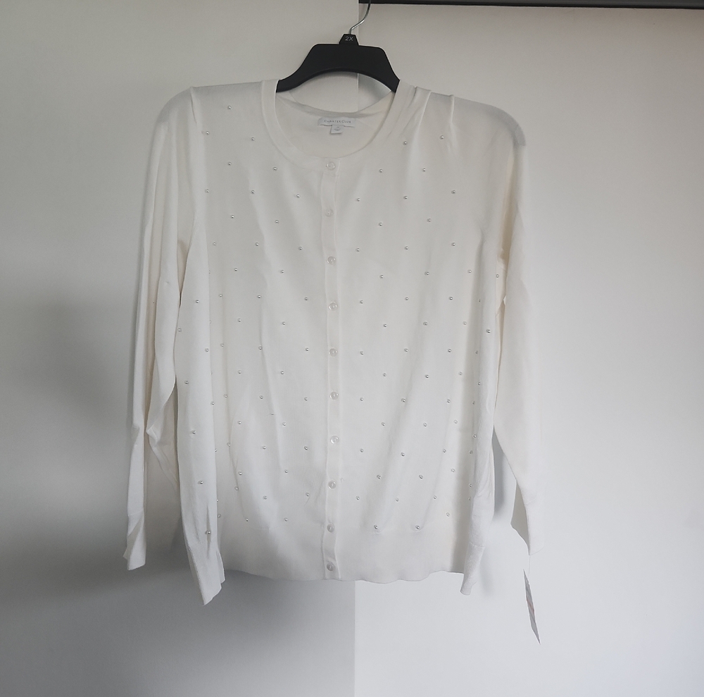 Charter Club Classic White Cardigan
